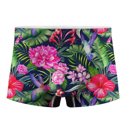 Hawaiian Tropical Birds Pattern Print Men's Boxer Briefs