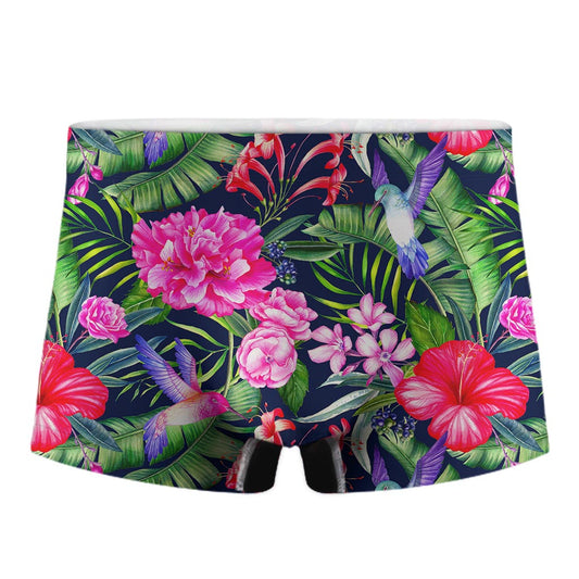Hawaiian Tropical Birds Pattern Print Men's Boxer Briefs