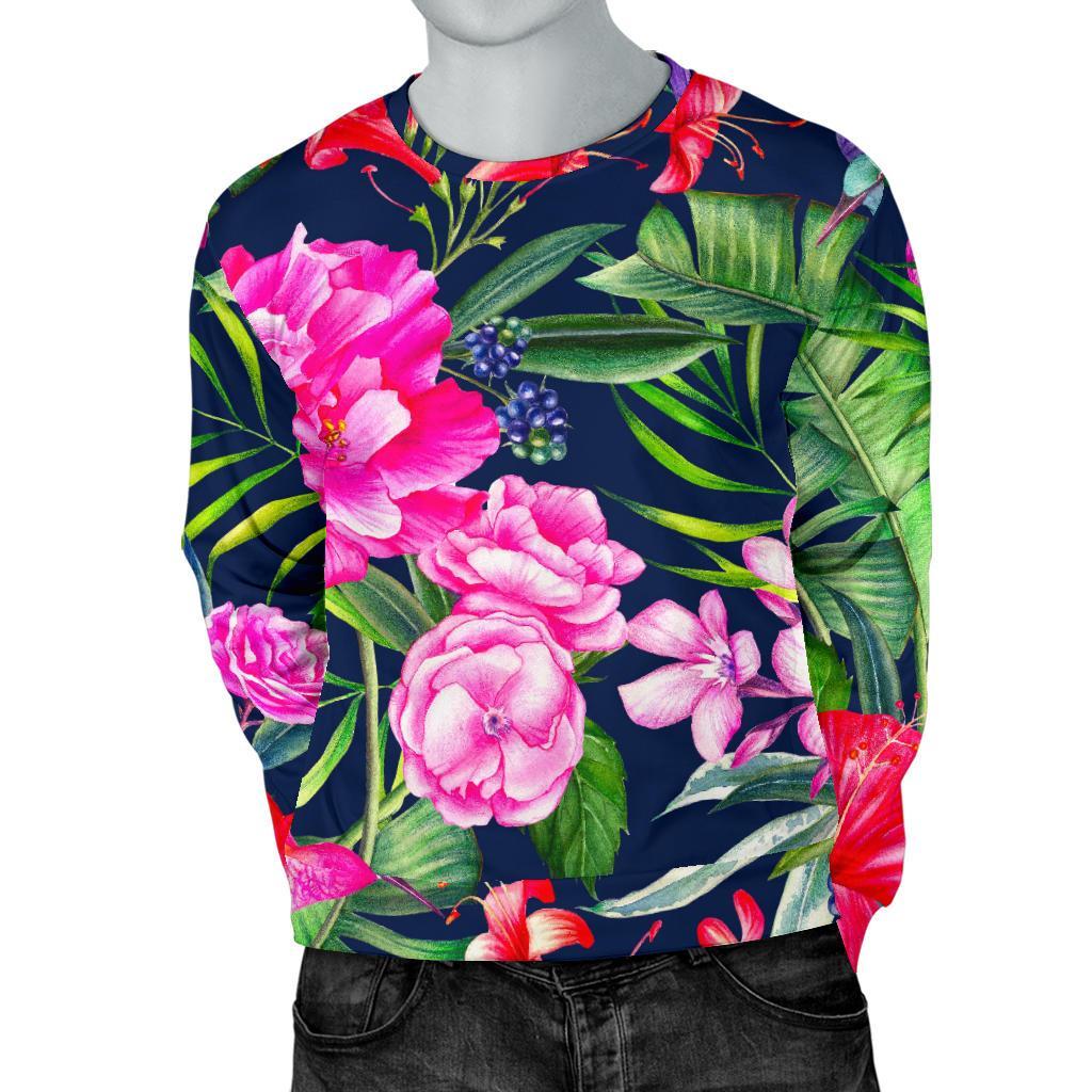 Hawaiian Tropical Birds Pattern Print Men's Crewneck Sweatshirt GearFrost