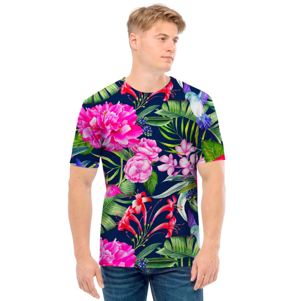 Hawaiian Tropical Birds Pattern Print Men's T-Shirt