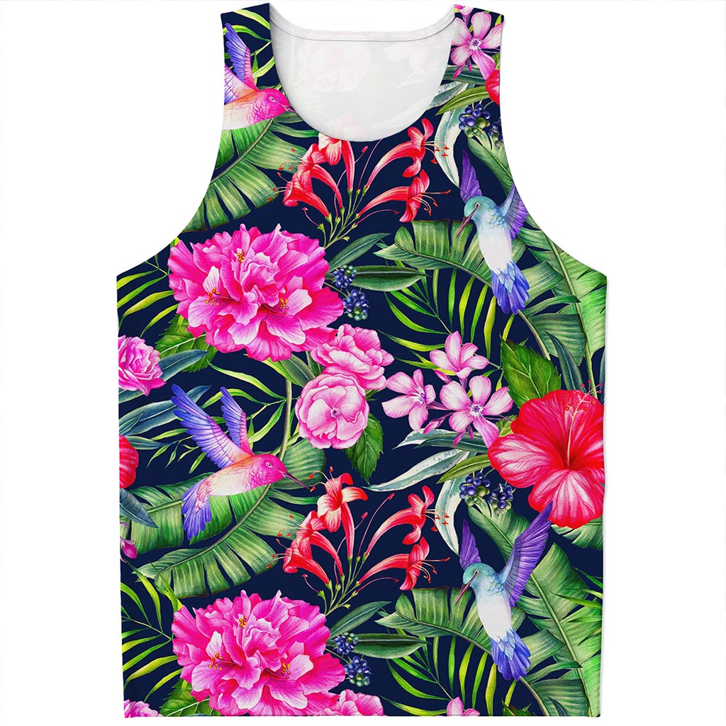 Hawaiian Tropical Birds Pattern Print Men's Tank Top