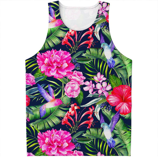 Hawaiian Tropical Birds Pattern Print Men's Tank Top