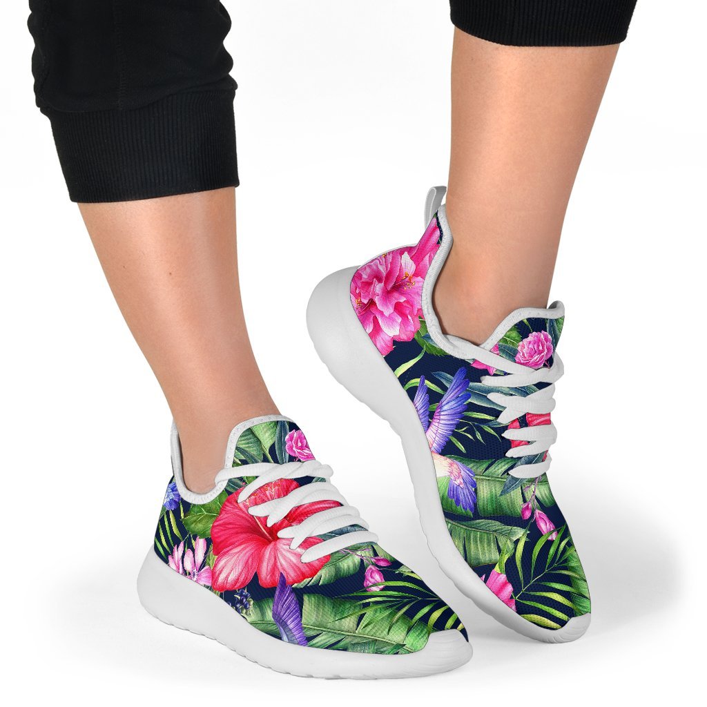 Hawaiian Tropical Birds Pattern Print Mesh Knit Shoes GearFrost