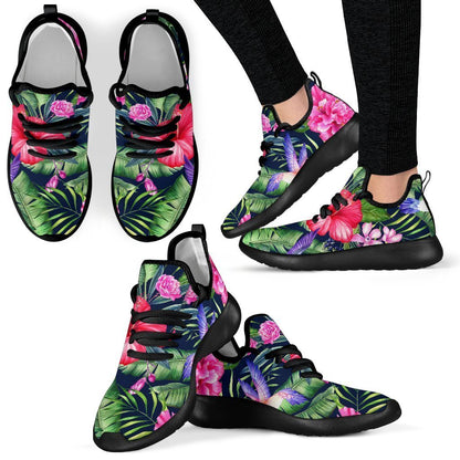 Hawaiian Tropical Birds Pattern Print Mesh Knit Shoes GearFrost
