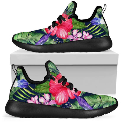 Hawaiian Tropical Birds Pattern Print Mesh Knit Shoes GearFrost