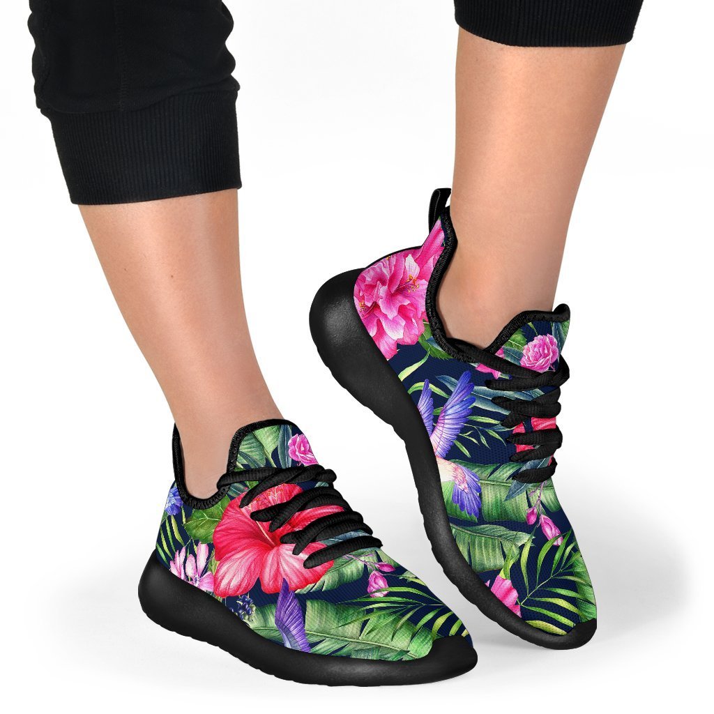 Hawaiian Tropical Birds Pattern Print Mesh Knit Shoes GearFrost