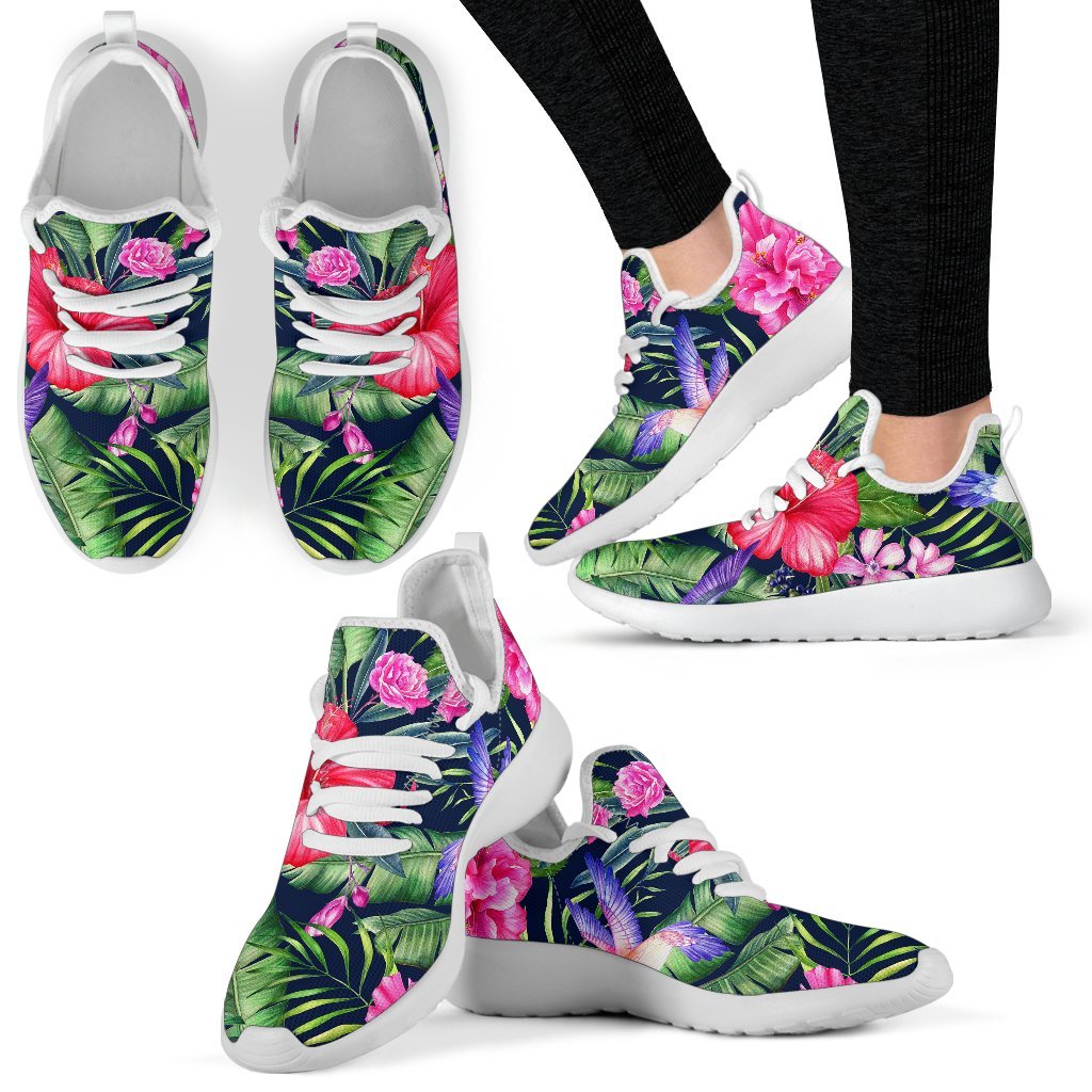 Hawaiian Tropical Birds Pattern Print Mesh Knit Shoes GearFrost