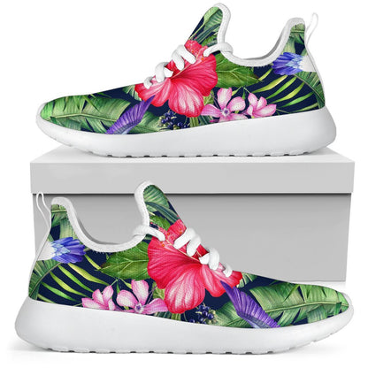 Hawaiian Tropical Birds Pattern Print Mesh Knit Shoes GearFrost