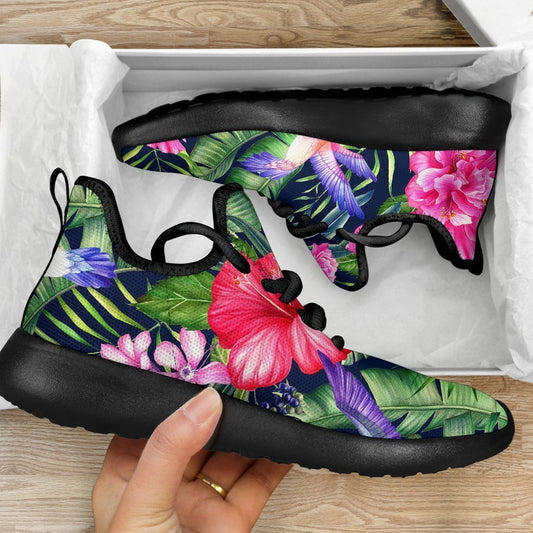 Hawaiian Tropical Birds Pattern Print Mesh Knit Shoes GearFrost