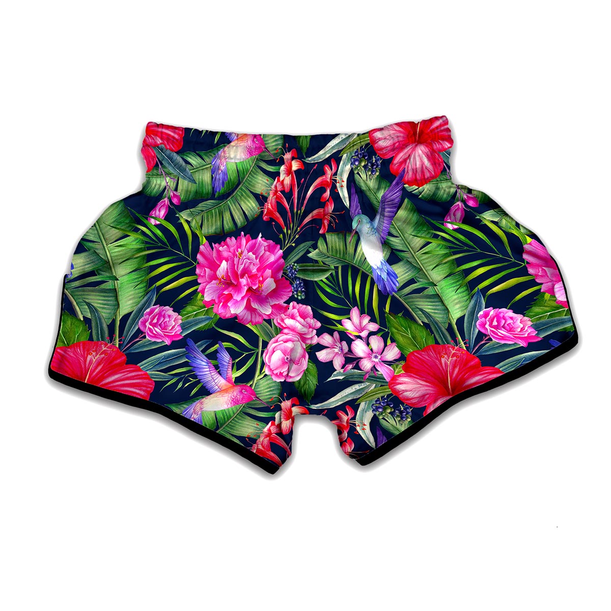 Hawaiian Tropical Birds Pattern Print Muay Thai Boxing Shorts