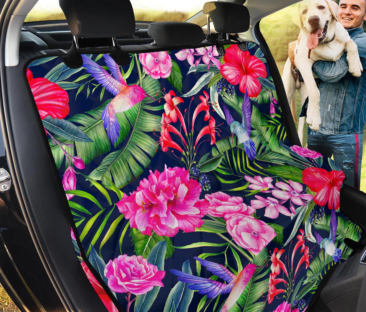 Hawaiian Tropical Birds Pattern Print Pet Car Back Seat Cover