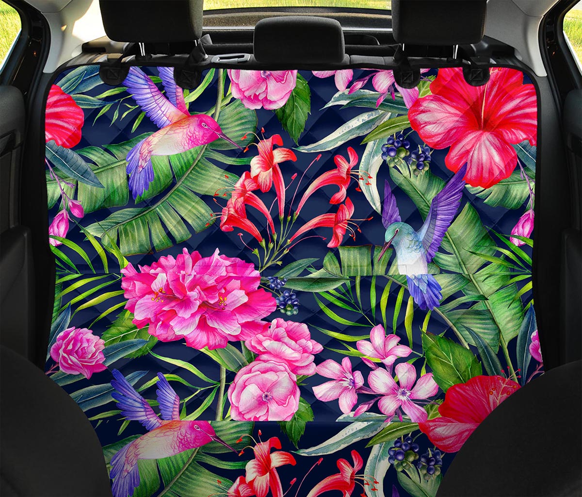 Hawaiian Tropical Birds Pattern Print Pet Car Back Seat Cover