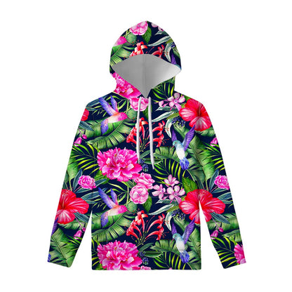 Hawaiian Tropical Birds Pattern Print Pullover Hoodie