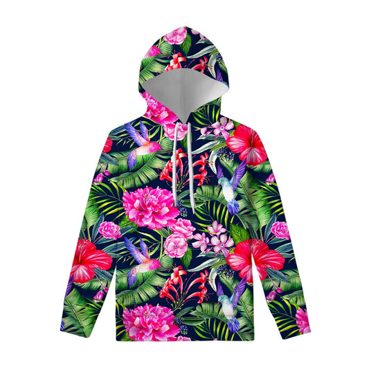 Hawaiian Tropical Birds Pattern Print Pullover Hoodie