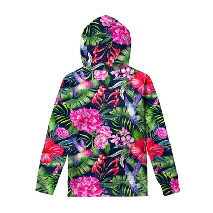 Hawaiian Tropical Birds Pattern Print Pullover Hoodie