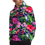 Hawaiian Tropical Birds Pattern Print Pullover Hoodie