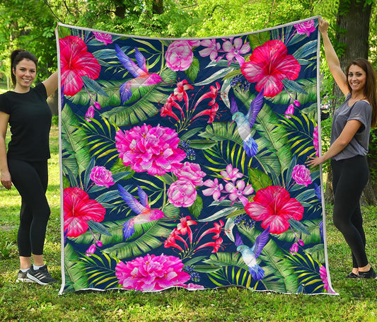 Hawaiian Tropical Birds Pattern Print Quilt