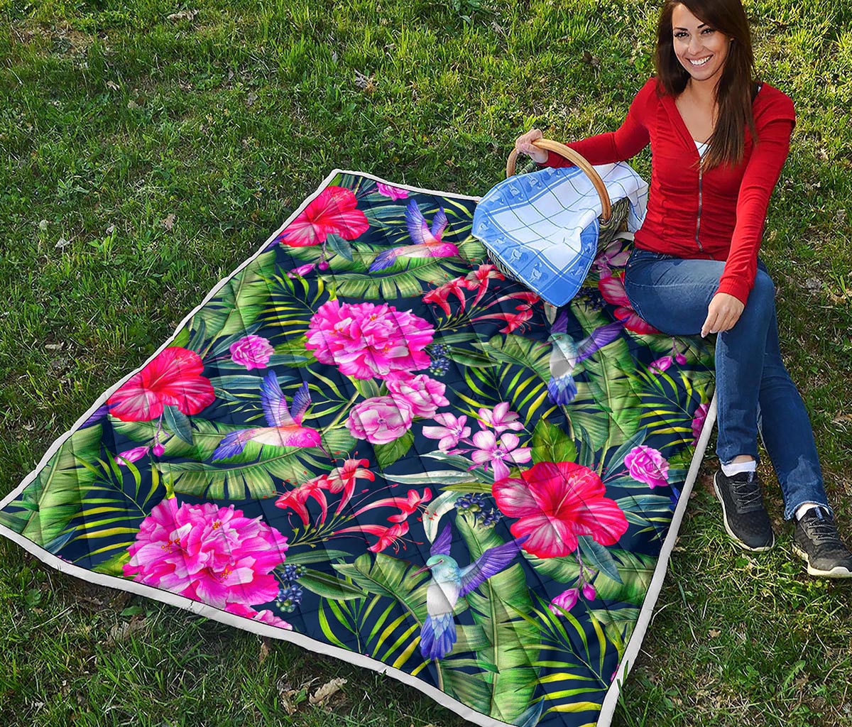Hawaiian Tropical Birds Pattern Print Quilt