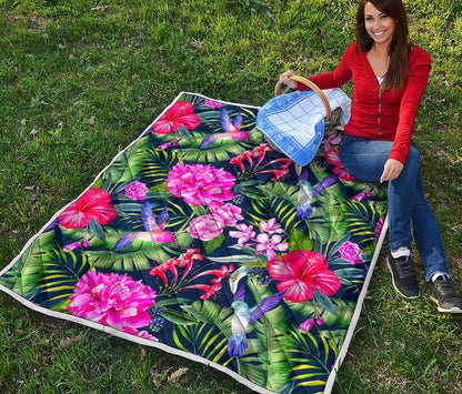 Hawaiian Tropical Birds Pattern Print Quilt