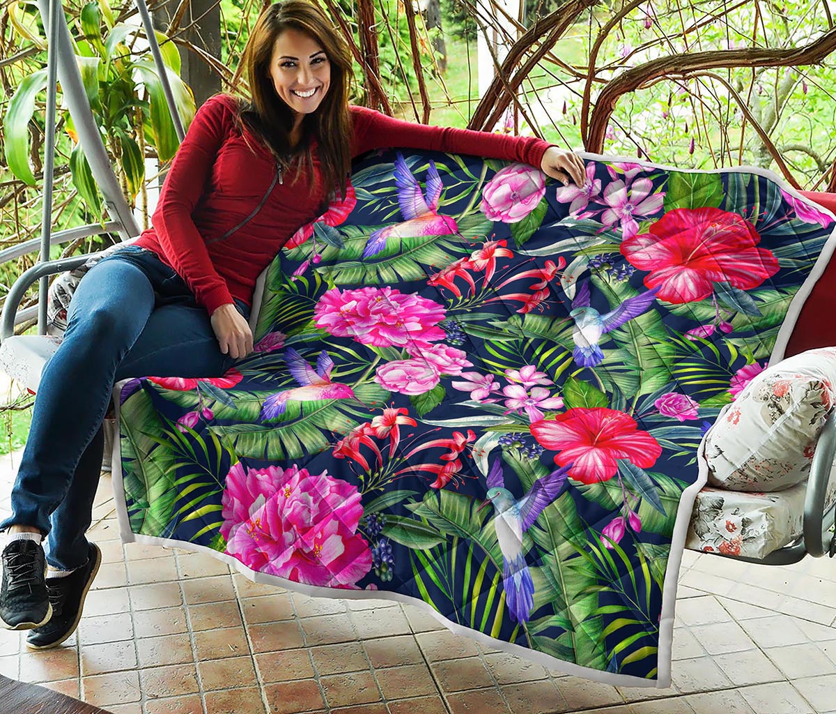 Hawaiian Tropical Birds Pattern Print Quilt
