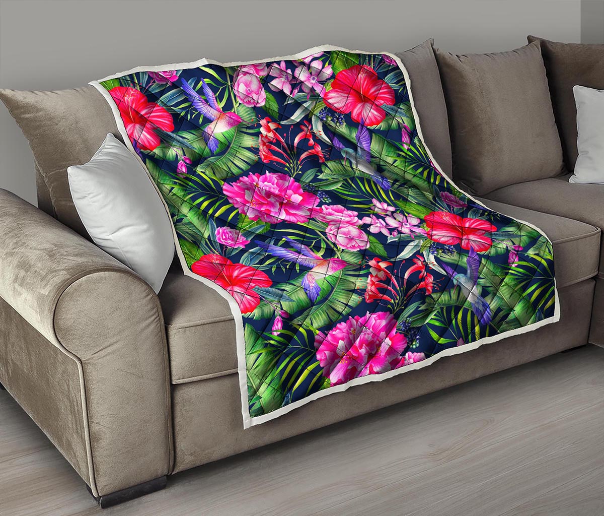 Hawaiian Tropical Birds Pattern Print Quilt
