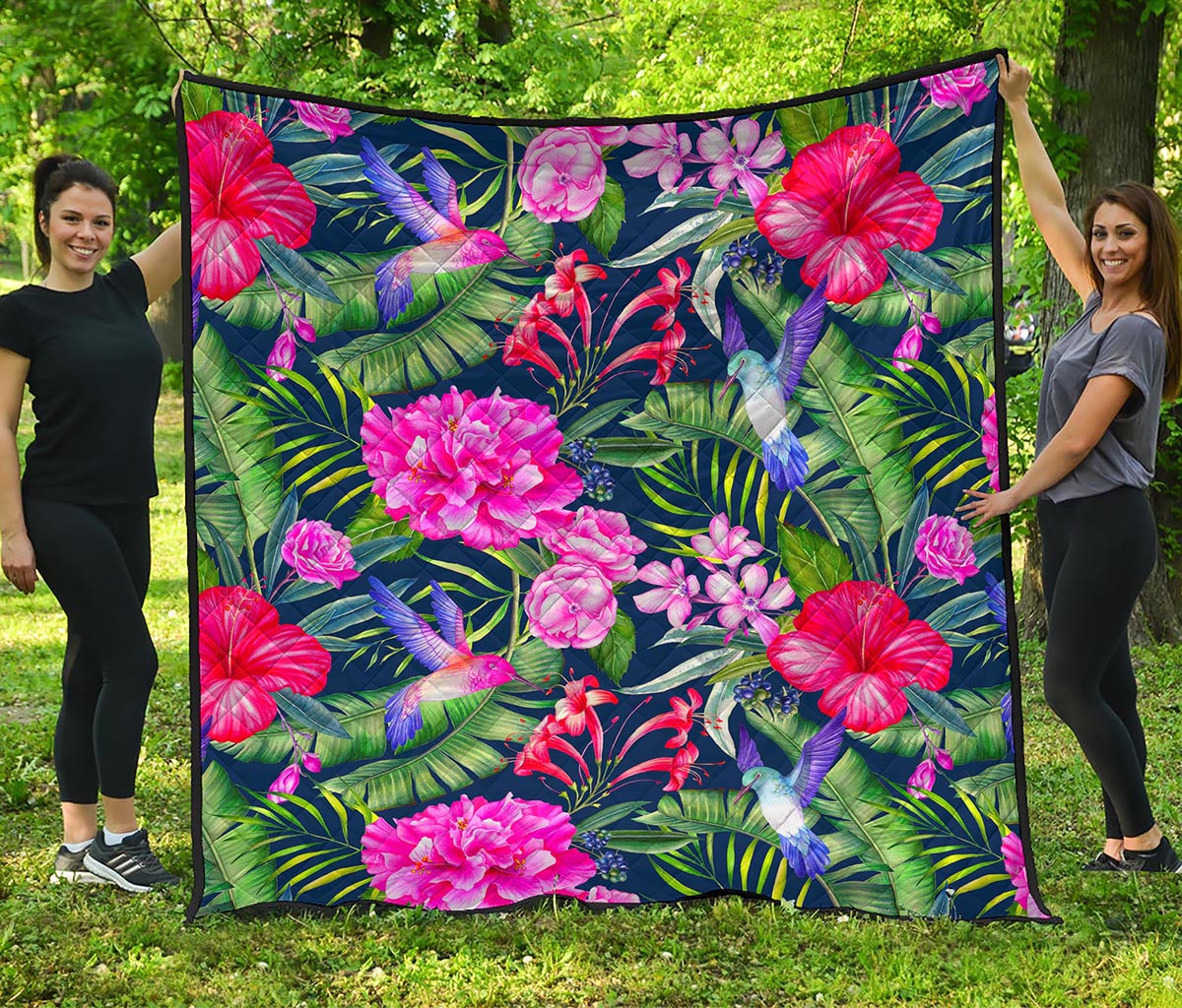 Hawaiian Tropical Birds Pattern Print Quilt