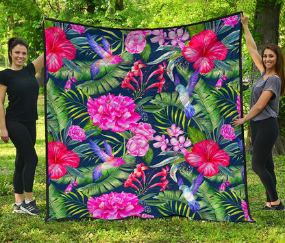 Hawaiian Tropical Birds Pattern Print Quilt