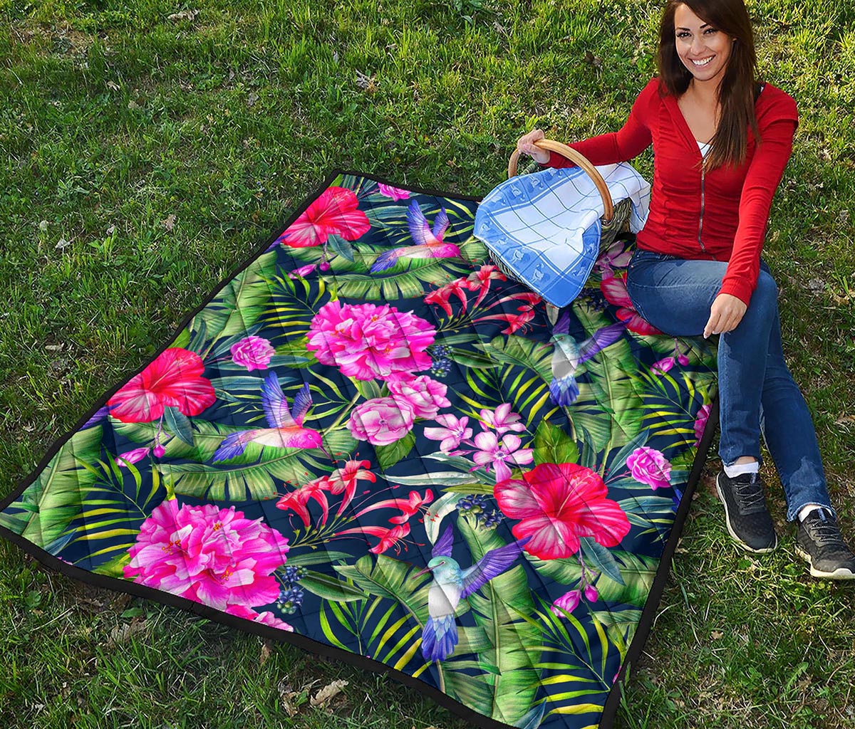 Hawaiian Tropical Birds Pattern Print Quilt