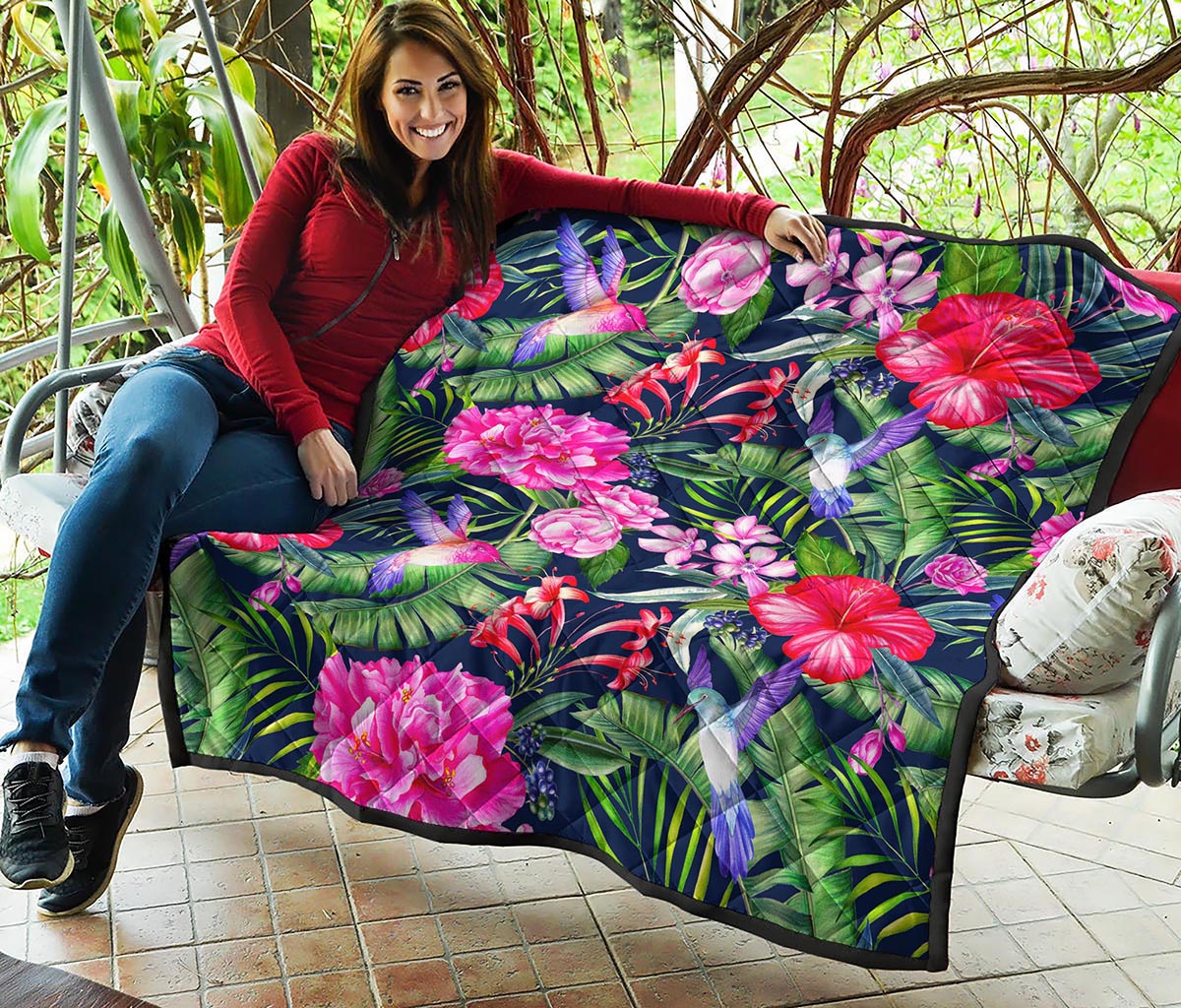 Hawaiian Tropical Birds Pattern Print Quilt