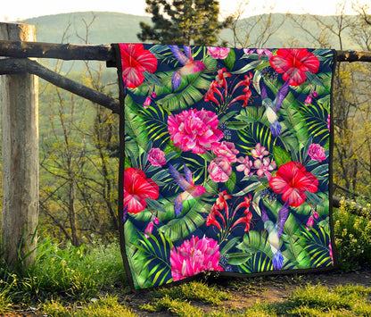 Hawaiian Tropical Birds Pattern Print Quilt