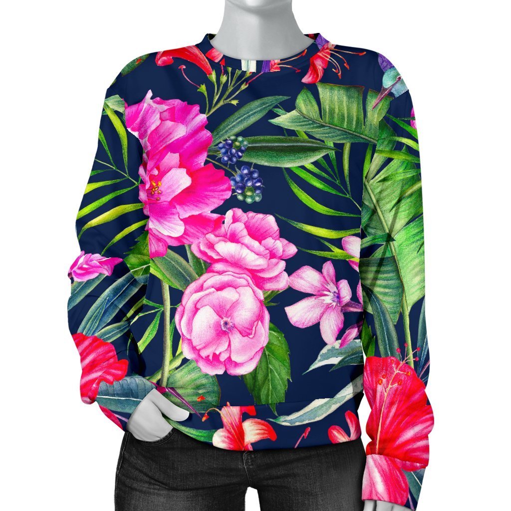 Hawaiian Tropical Birds Pattern Print Women's Crewneck Sweatshirt GearFrost