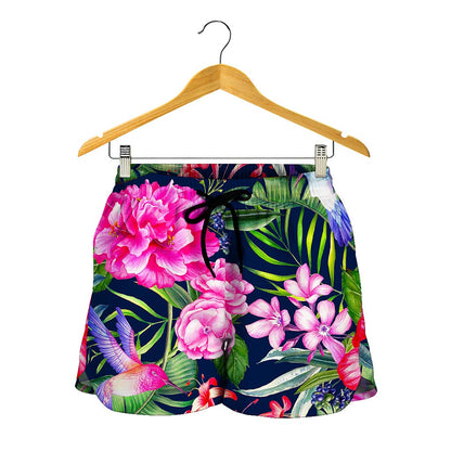 Hawaiian Tropical Birds Pattern Print Women's Shorts