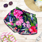 Hawaiian Tropical Birds Pattern Print Women's Shorts