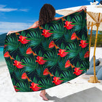 Hawaiian Tropical Flowers Pattern Print Beach Sarong Wrap