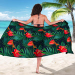 Hawaiian Tropical Flowers Pattern Print Beach Sarong Wrap