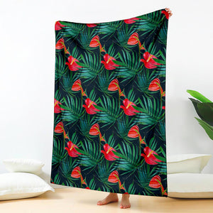 Hawaiian Tropical Flowers Pattern Print Blanket