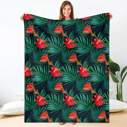 Hawaiian Tropical Flowers Pattern Print Blanket