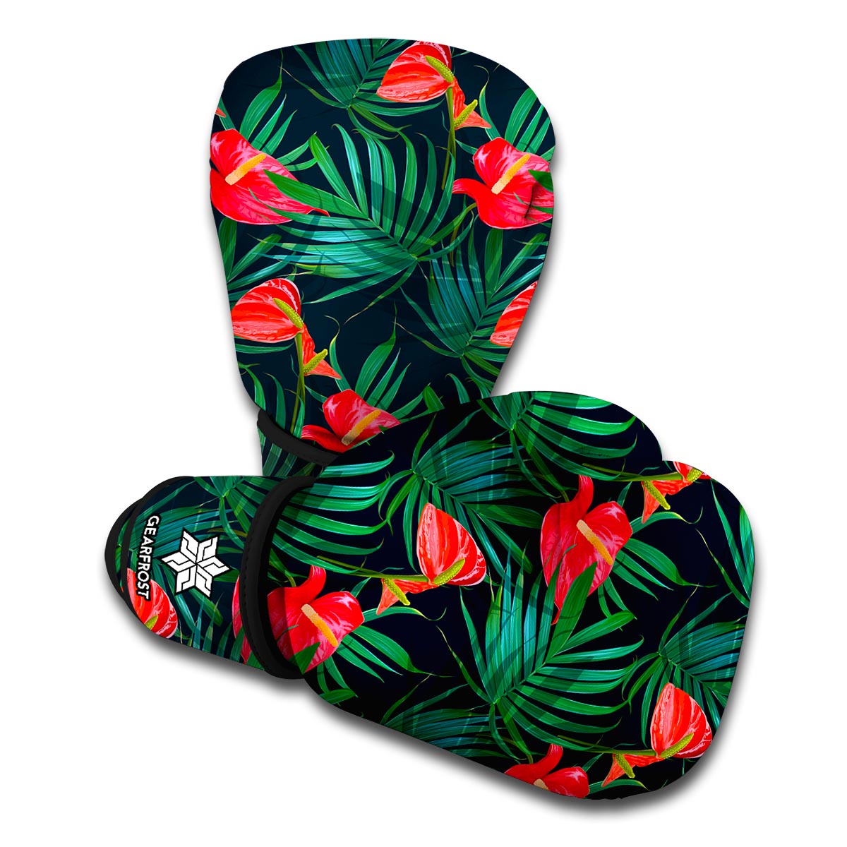 Hawaiian Tropical Flowers Pattern Print Boxing Gloves