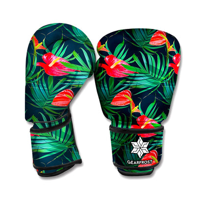 Hawaiian Tropical Flowers Pattern Print Boxing Gloves