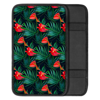 Hawaiian Tropical Flowers Pattern Print Car Center Console Cover