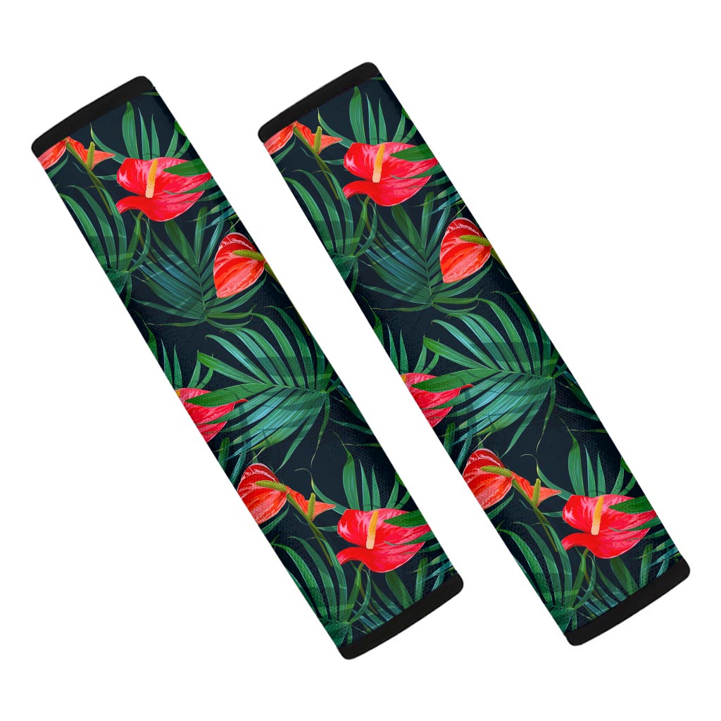 Hawaiian Tropical Flowers Pattern Print Car Seat Belt Covers