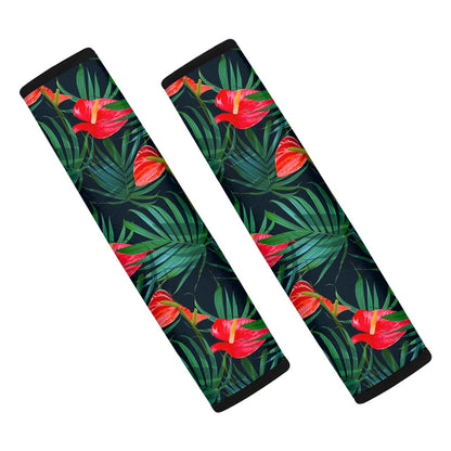 Hawaiian Tropical Flowers Pattern Print Car Seat Belt Covers