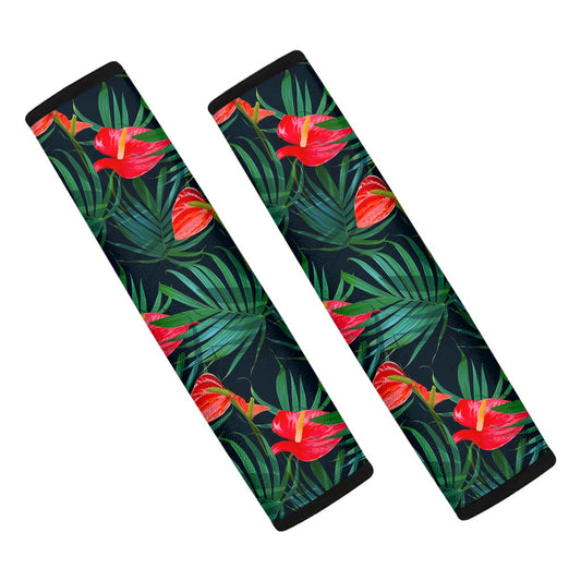 Hawaiian Tropical Flowers Pattern Print Car Seat Belt Covers