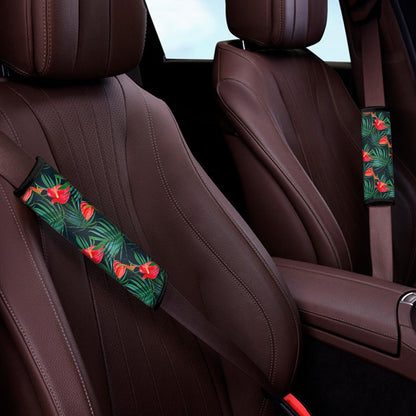 Hawaiian Tropical Flowers Pattern Print Car Seat Belt Covers