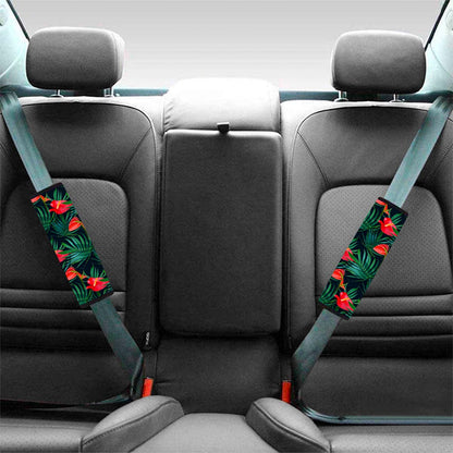 Hawaiian Tropical Flowers Pattern Print Car Seat Belt Covers