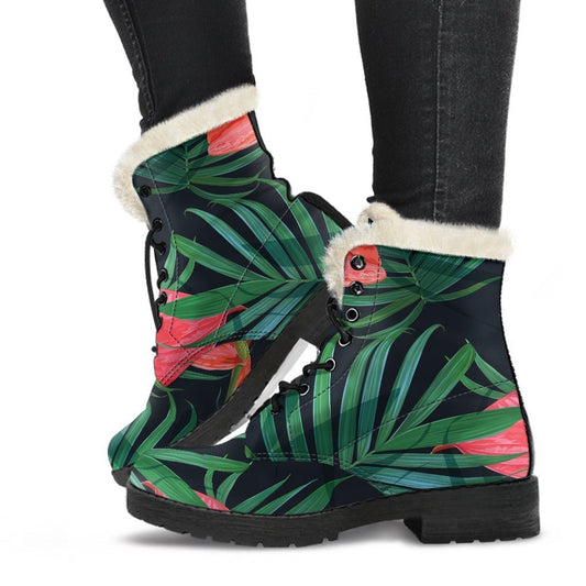 Hawaiian Tropical Flowers Pattern Print Comfy Boots GearFrost