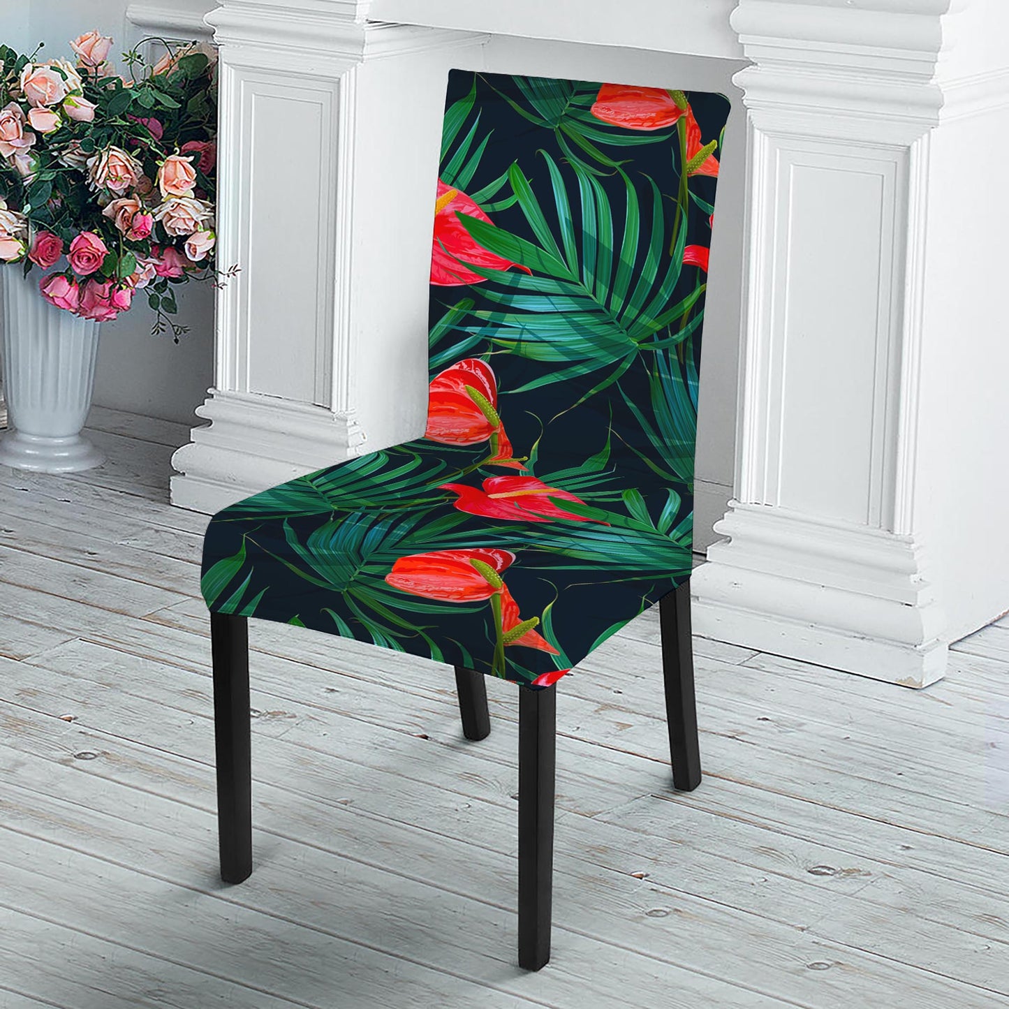 Hawaiian Tropical Flowers Pattern Print Dining Chair Slipcover