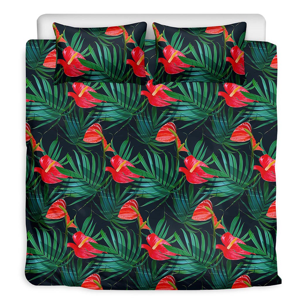 Hawaiian Tropical Flowers Pattern Print Duvet Cover Bedding Set