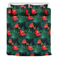 Hawaiian Tropical Flowers Pattern Print Duvet Cover Bedding Set