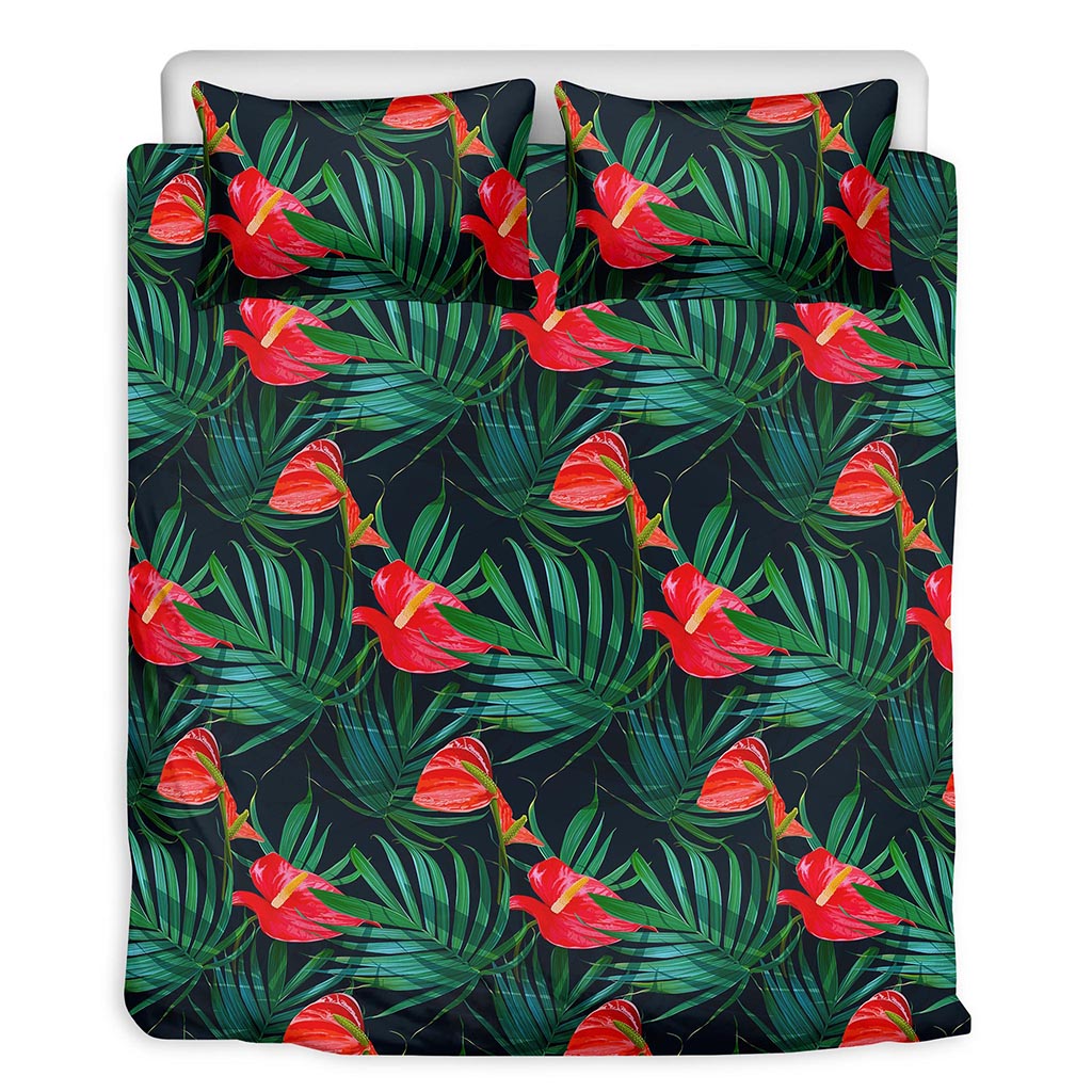 Hawaiian Tropical Flowers Pattern Print Duvet Cover Bedding Set